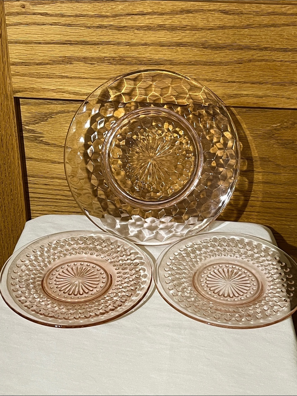 Vintage Pink Depression Glass Serving Plates - Set of 3